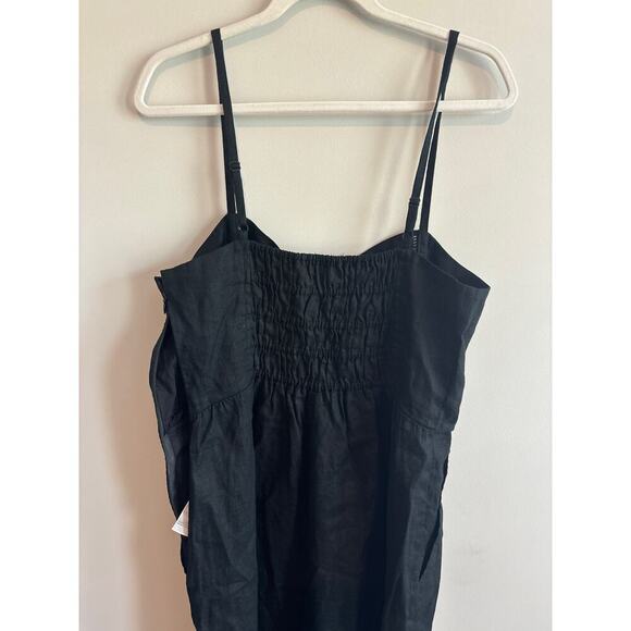 NWT Madewell Sleeveless Wide-Leg Jumpsuit in 100% Linen Black 14 *Broken Zipper* - Picture 9 of 10